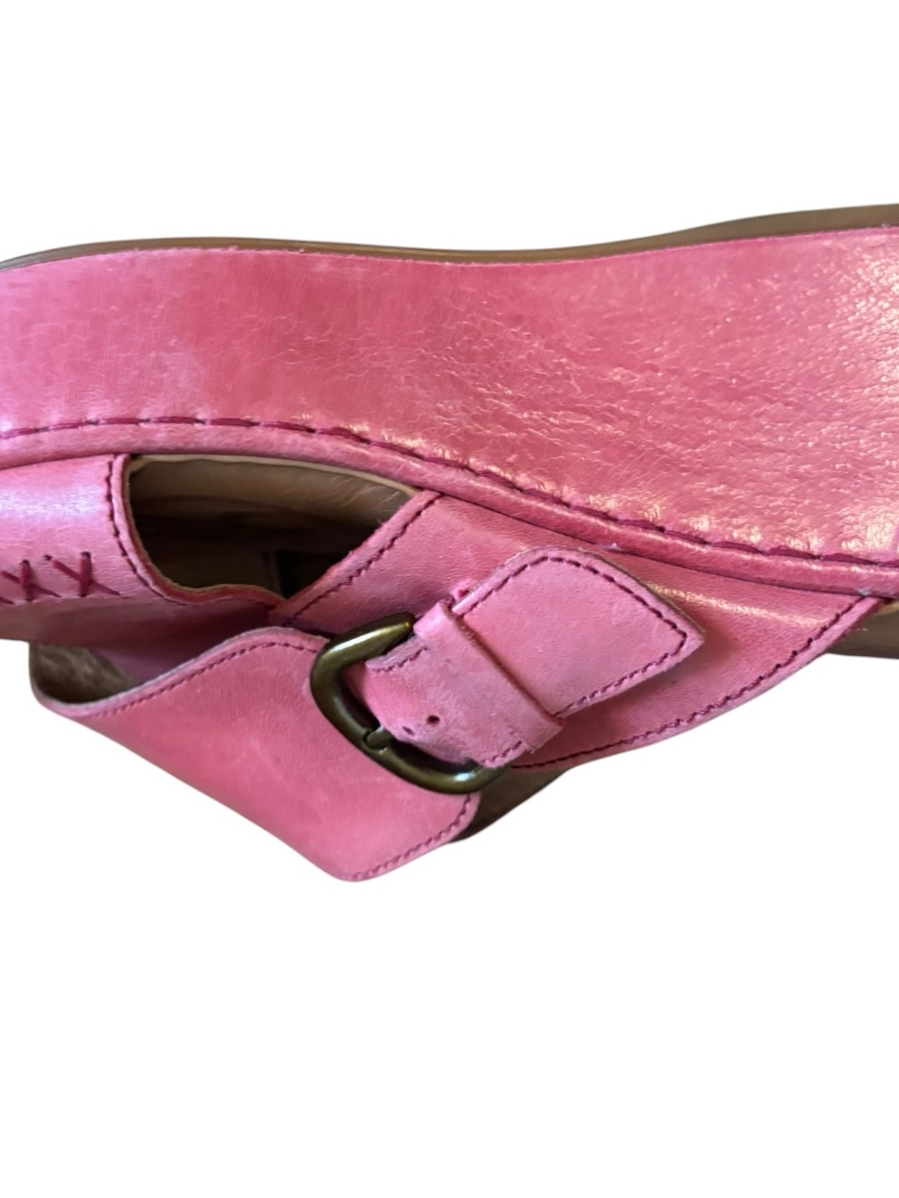 Born Pink Leather Crisscross Slide Mules with Buckle - Picture 7 of 13